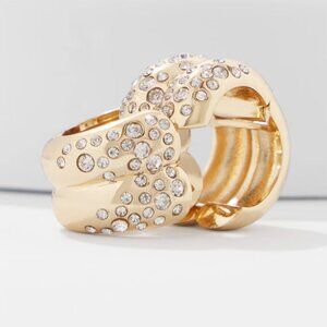 NWT WHITE HOUSE BLACK MARKET PAVE DOUBLE HOOP EARRINGS